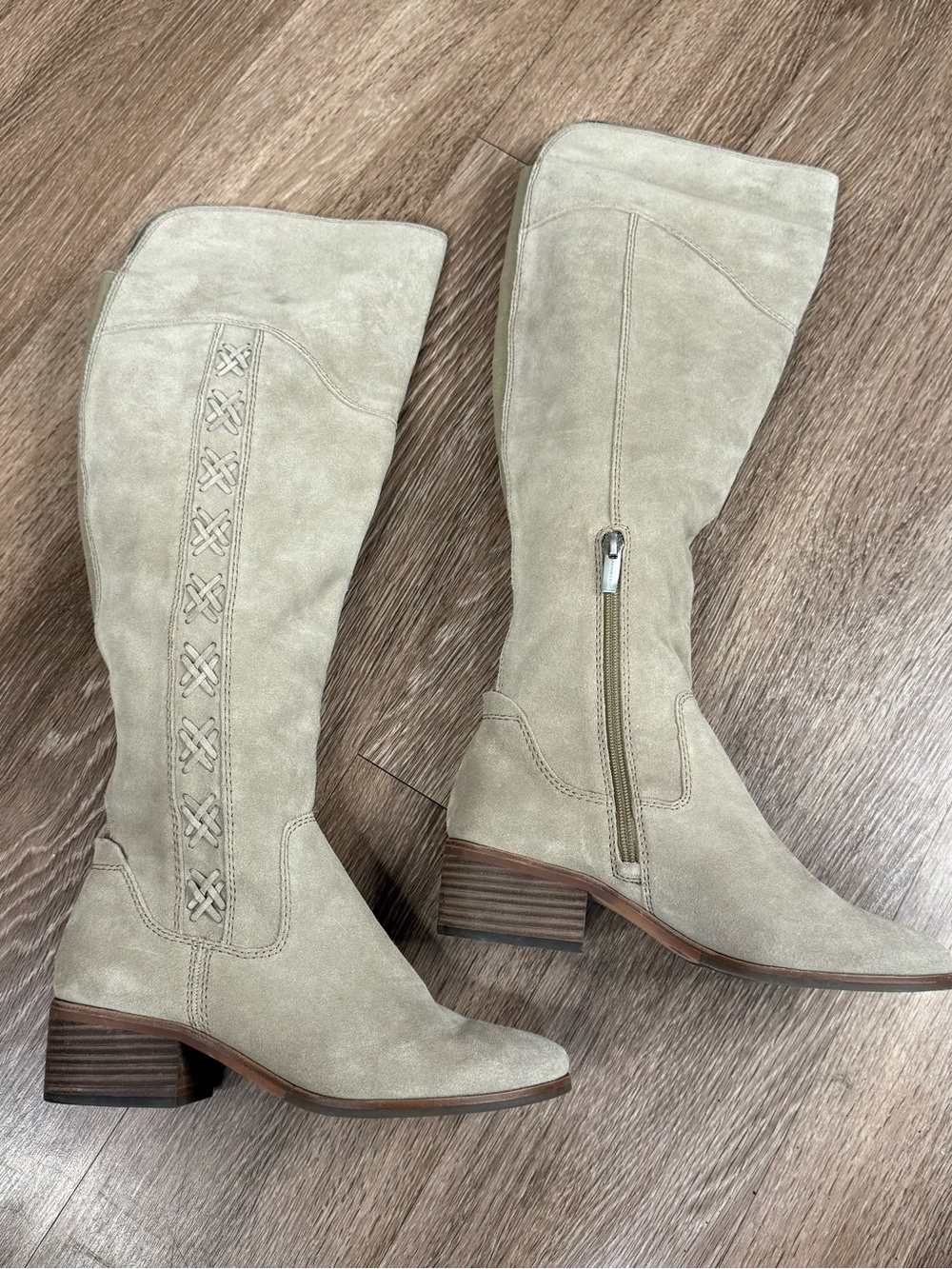 Vince Camuto Suede Over-the-Knee Boots in Light Taupe